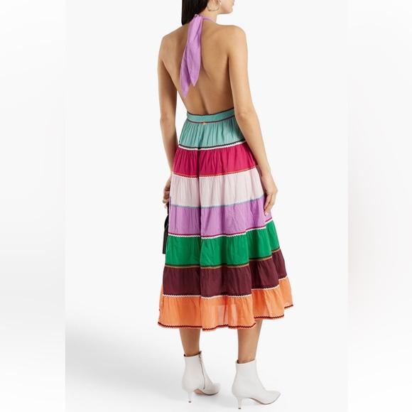 ANTIK BATIK Dress NWT Perrine tiered cutout cotton halterneck Multicolor Size 6 - Picture 3 of 16